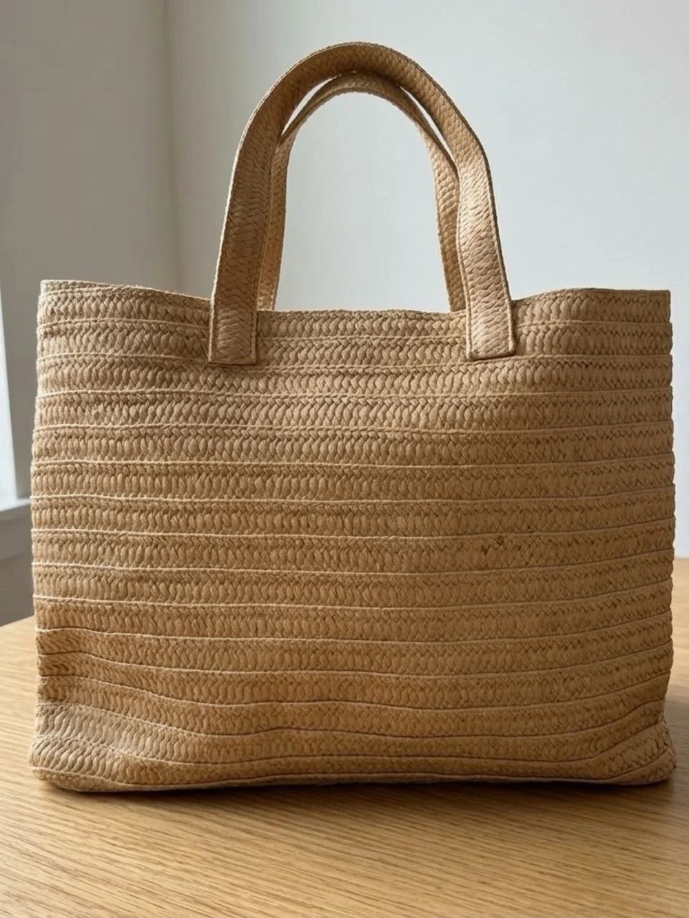 Urban Expressions Natural Straw Tote with Pearl 'STAY SALTY' Accent